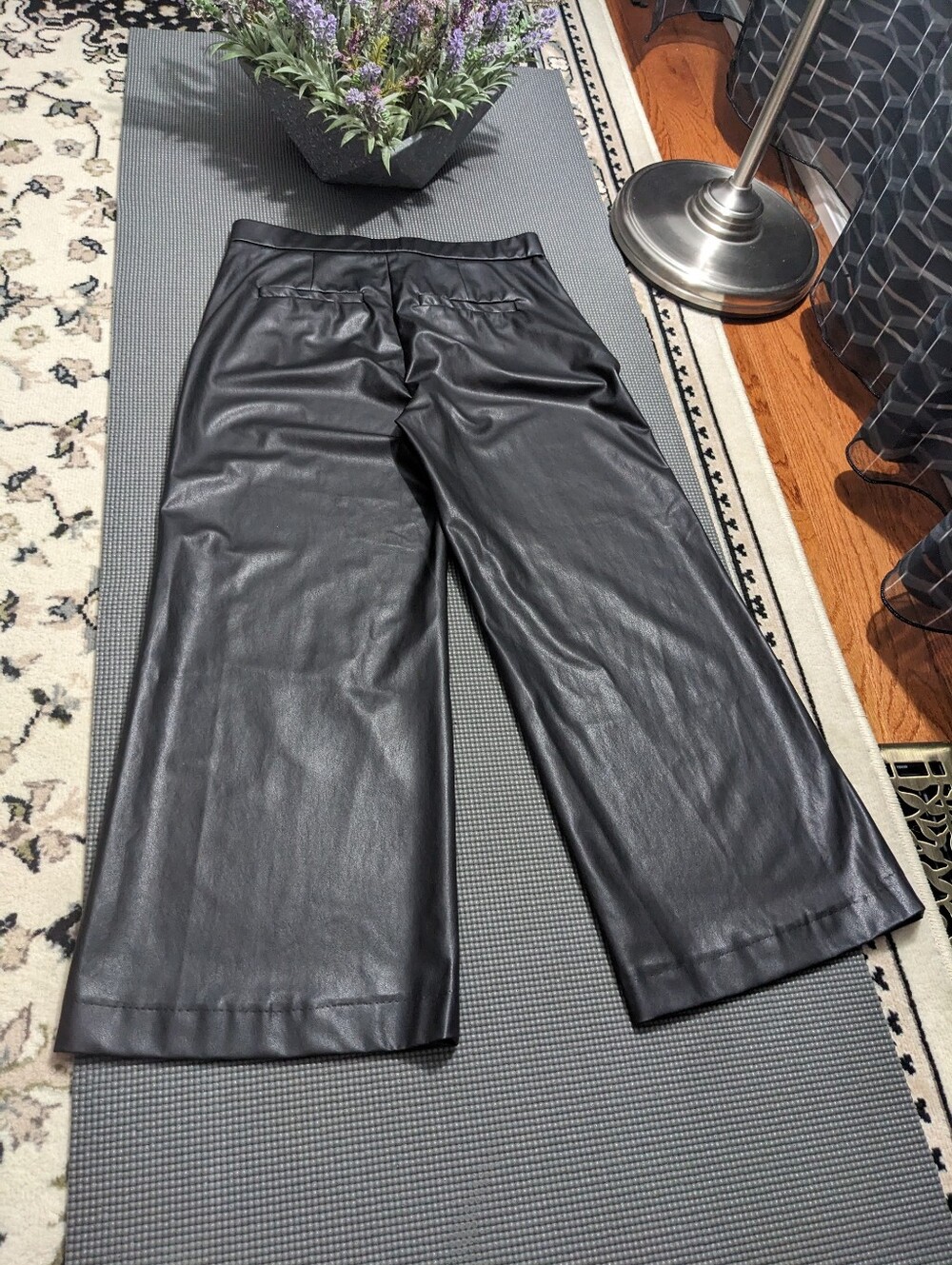 RAFFAELLO ROSSI Black Faux Leather Pants - Picture 4 of 13